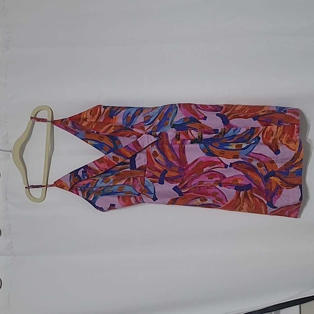 Purple Farm Rio dress with multicolored banana print women's small